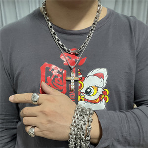 Stainless Steel <b>Cross</b> Pendant With Crystal Inlay For Men Fashion Necklace Gift - Product Image 3