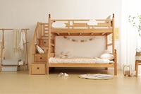 Lits pour enfants, lits superposés doubles réglables pour enfants, en bois massif naturel, avec escalier, lits superposés pour enfants, fabrication sur mesure