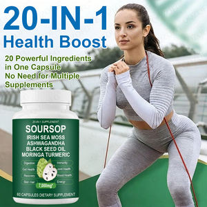 Soutien exclusif pour l'immunité, la digestion, <span class=keywords><strong>les</strong></span> articulations, la peau, <span class=keywords><strong>les</strong></span> cheveux et l'énergie : Capsules de mousse de mer irlandaise, Ashwagandha, huile de graines noires et graviola pour homme - Product Image 5