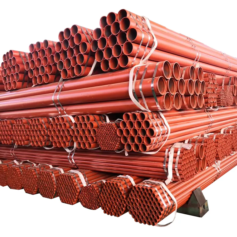 Welded steel pipe tube with end grooved and red painting for fire fighting system made by Youfa mill
