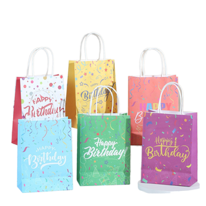 Sacs cadeaux colorés avec poignée, motif confettis, sacs en kraft pour fête d'anniversaire, emballage de bonbons et de cadeaux - Product Image 1
