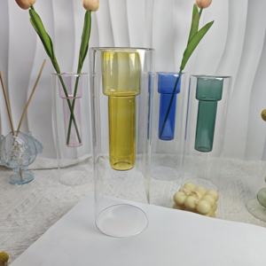Factory Direct Handmade Double Wall High Borosilicate Glass <strong>Crystal</strong> <strong>Vase</strong> Suitable For Home Decoration - Product Image 1