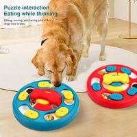 Jouet interactif pour animaux de compagnie, puzzle écologique, distributeur de friandises lent, bol rond en plastique, assiette d'enrichissement alimentaire pour chien