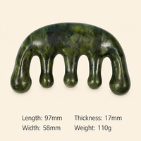 Peigne en jade vert naturel poli, 5 dents arrondies, manche ergonomique arqué, masseur capillaire pour massage de la tête, vente en gros fabricant