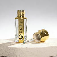 Flacon d'huile essentielle personnalisé avec logo, bouchon à vis octogonal doré, 3 ml, 6 ml, 12 ml, imprimé UV, en verre, pour parfum Attar, huile d'Oud, avec bouchon métallique
