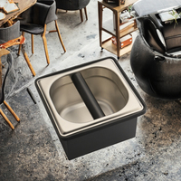 Accueil Coffee Knock Box Bois Acier Inoxydable Coffee Grind Knock Box Espresso Barista Knock Box Dump Bin Trash Can avec barre en caoutchouc