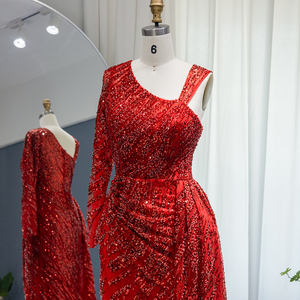 Per Jancember LSCZ237 squisiti abiti da ballo da sera monospalla asimmetrici 3D con paillettes lunghe fino al pavimento - Product Image 2