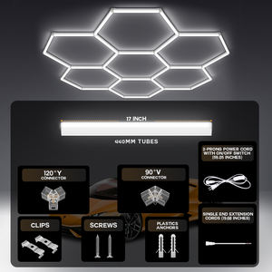 Sistema de Iluminación LED Modular Hexagonal Ultra Brillante para Techo de Garaje, Ideal para Talleres de Detallado de Autos, Salas de Exhibición y Gimnasios - Product Image 5