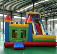 Château Gonflable Extérieur Écologique en PVC avec Toboggan et Trampoline, Thème Dessin Animé, Coloré, Idéal pour les Fêtes, Capacité 1000 Personnes
