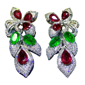 SGARIT di lusso alla moda 18K orecchini pendenti in oro naturale gemma verde smeraldo rosso rubino per il regalo di nozze gioielli all'ingrosso per le donne - Product Image 1