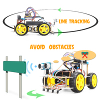 Tscinbuny cuatro vías de seguimiento evitación de obstáculos BLE coche robótico Kit de arranque para niños para Arduino programación coche robótico