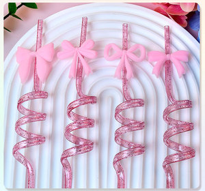 Pajitas Reutilizables con Brillantina, Pajitas de Plástico Bonitas de Color Rosa, para Despedida de Soltera, Compromiso, Baby Shower, Fiesta Nupcial - Product Image 3