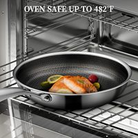 Peralatan Dapur Modern Ramah Lingkungan dari Baja Anti Karat Model Sarang Lebah, Wajan Anti Lengket, Wok Dasar Rata, Tutup Kaca, Aman untuk Mesin Cuci Piring, Cocok untuk Kompor Gas