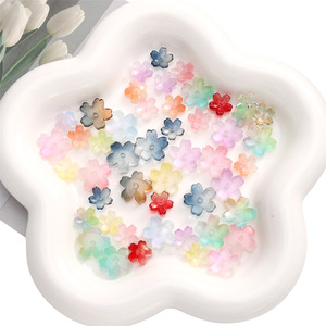 Perles en verre de 11 mm à motif fleur de cerisier, couleur dégradée, accessoires de bijouterie pour la fabrication de bijoux DIY (bracelets, boucles d'oreilles, etc.) - Product Image 1