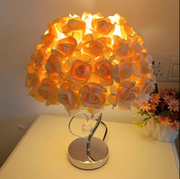 Lampe de table fleur éternelle avec alimentation secteur lumière d'ambiance décorative rose E26