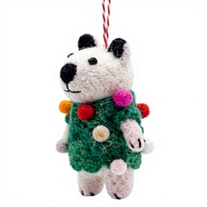 Best Himalaya Handmade Certified Wool <b>Felt</b> Polar Bear Christmas Holiday Wall Hanging Ornament Eco-Friendly Indoor Traditional - Product Image 5