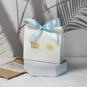 Luxury Gold Foil Logo Jewelry Cosmetics Packaging Paper Shopping Bag Custom <b>Wedding</b> Thank You Gift Bag with Ribbon Bowknot - Product Image 5