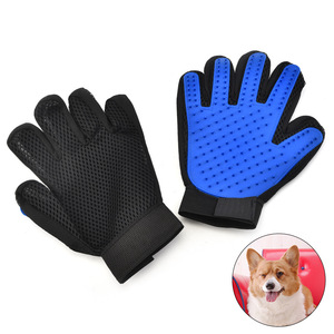 Gants de massage pour toilettage canin, directement de l'usine, paire unique bleu et noir, pour enlever les poils des animaux domestiques - Product Image 1