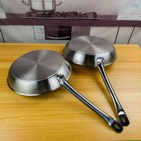 Yolecen 18 24 30 60cm poêle à frire moderne en acier inoxydable cuisinière à Induction à fond plat non revêtue pour crêpes et steaks