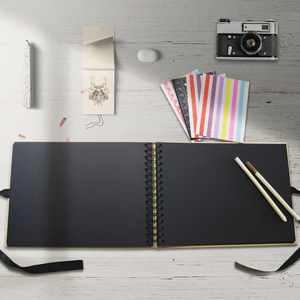 Album photo, album de <span class=keywords><strong>scrapbooking</strong></span>, livre de souvenirs, toile vierge pour vos projets d'art, d'artisanat et de design, format A4, paysage - Product Image 1