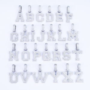 Colgante Personalizado de Plata de Ley 925 Chapado en Oro Blanco con Letras Iniciales de la A a la Z, con Incrustaciones de Moissanita, Estilo Hip Hop, Joyería Brillante con Diamantes - Product Image 2