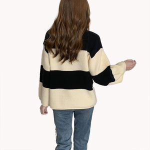 เสื้อสเวตเตอร์สไตล์ลำลองลายทางแบบใหม่  รับสกรีนโลโก้ คอกลม แขนยาว ทรงหลวม สำหรับผู้หญิง เนื้อผ้าถักคุณภาพสูง - Product Image 5