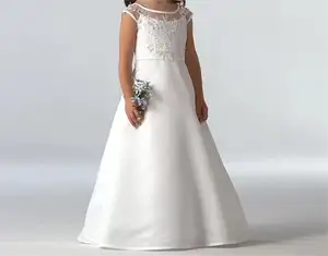 Европейский стиль; Белое платье; Торжественное платье для выпускного вечера для девочек вечернее платье для выпускного вечера для детей От 2 до 13 лет, длинное платье