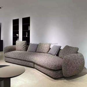 Ensemble de canapés trois places de luxe minimaliste nordique, taille et couleur personnalisables, design moderne, tissu tissé, bois, pour la maison - Product Image 5