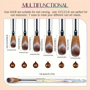 6pcs 3D Carving Brush <b>Kit</b> Acrylic <b>Nail</b> Brush Set Aurora Multi Size Professional Brushes Acrylic Application Powder Extension - Product Image 4