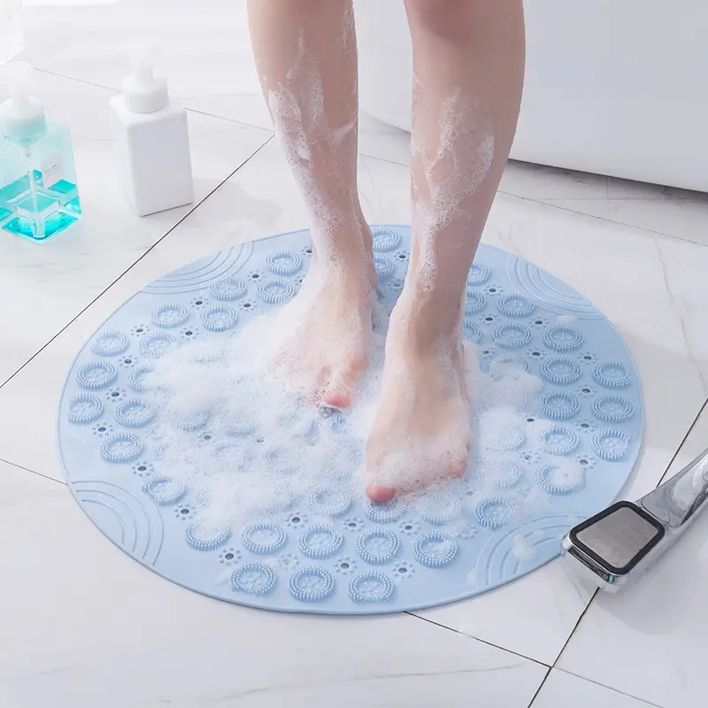 Bathroom Round Foot Anti Slip With Suction Cups And Drainage Holes Safety PVC Massage Shower Mat