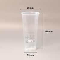 Gobelet à jus d'ananas jetable en PP personnalisé avec logo, grand format pour parfait et boba, avec couvercle plat et poignée réutilisable, 7 oz et 12 oz, 90 mm