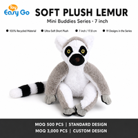 Lemur Mini Cochonnet en Peluche Doux et Moelleux de 7 Pouces pour Enfants, Cadeau Personnalisé, Vente en Gros, Peluche Recyclée