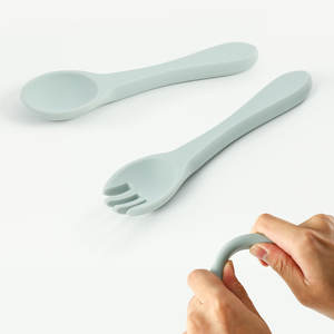 Household BPA-Free Food Grade Silicone <b>Baby</b> Spoon and Fork Set Utensils for <b>First</b> Feed Training & Toddlers - Product Image 6