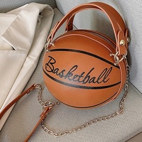Vente en gros de nouveauté forme de basket-ball lettre balle ronde fourre-tout sac à main sac à bandoulière pour les filles