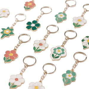 Porte-clés en alliage de zinc plaqué <span class=keywords><strong>or</strong></span> et argent, style vintage, motif floral, léger, avec mousqueton, style dessin animé, vente en gros - Product Image 1
