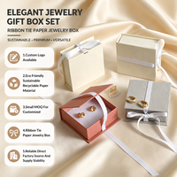 Boîte à bijoux en papier écologique et recyclable, petit MOQ, logo personnalisable, avec ruban, pour boucles d'oreilles, idéale pour les boutiques