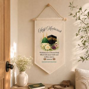 Muslim Hajj Umrah Mubarak Wall Decor Kaaba Floral Fabric <b>Tapestry</b> Ramadan Eid Prayer Room Home Hanging Banner Decoration - Product Image 1