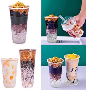 Vasos de Plástico Desechables Ecológicos con Logotipo Personalizado, 90 mm, 500 ml/700 ml, Transparentes, de Pared Simple, para Bebidas Frías, Café, Leche, Té - Product Image 2