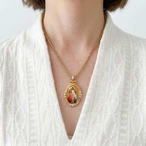 Pendentif ovale catholique en émail peint à <span class=keywords><strong>la</strong></span> main, Jésus Miséricorde, pour <span class=keywords><strong>la</strong></span> Pologne et les Philippines, vente en gros - Product Image 4
