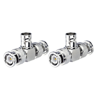 BNC femelle à double BNC mâle séparateur BNC connecteur vidéo 3 voies adaptateur en T en forme de T 1 en 2 sorties pour appareils sans fil de caméra de vidéosurveillance