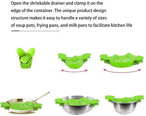 Heat Resistant Kitchen Pan Pot Bowl Clip Collapsible Silicone <b>Sink</b> <b>Strainer</b> for Vegetable Noodles Cooking - Product Image 6