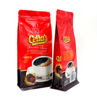 Custom Folie 340G 500G 1Kg Koffie Verpakking Zakje Met Klep En Rits Platte Bodem Verpakking Pouch Voor Voedsel