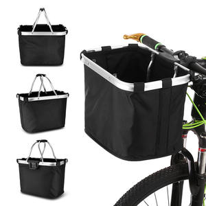 Panier de vélo de montagne en alliage d'aluminium pliable, fixation sur guidon, toile noire, 35 cm x 23,5 cm x 24 cm, sac avant - Product Image 5