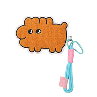 Porte-cartes pliable en cuir, style créatif simple, avec pendentif porte-clés, protège-passe, cordon brodé animal en chenille UV
