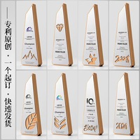 Prix bon marché personnalisé métal gravé Plaque en bois trophée cristal matériel trophées