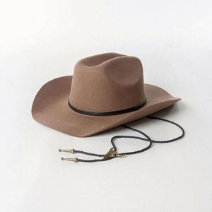 Sombrero Fedora Vaquero Clásico de Fieltro de Lana Pura Australiana Vintage con Logotipo Personalizado al por Mayor, de Ala Ancha, con Cinturón - Product Image 4
