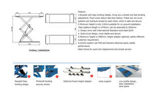 Plateforme élévatrice à ciseaux portable Precision4tech, capacité 3,2T, élévateur hydraulique pour voitures <span class=keywords><strong>avec</strong></span> installation au sol et rampe - Product Image 3