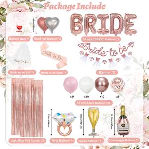 Kit de décorations rose pour enterrement de vie de jeune fille : Bannière « Future Mariée », Ballons, Écharpe de mariée, Voile et Rideaux à franges pour fête de fiançailles - Product Image 3