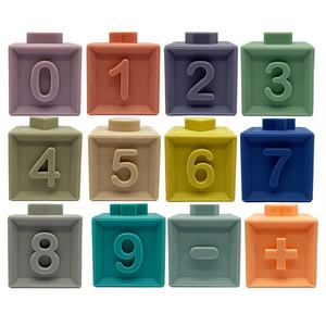 <span class=keywords><strong>Cube</strong></span> éducatif blocs empilables jouet gaufrage bébé jouets empilables enfant Silicone construction enfant en bas âge blocs souples ensemble - Product Image 2