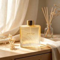 Bouteille diffuseur de parfum carrée transparente personnalisée de 200 ml, bouteille diffuseur de parfum en verre vide, bouteille diffuseur de parfum de luxe avec bouchon à vis